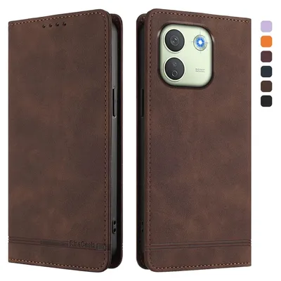 Produktbild von Hülle für Xiaomi Redmi Note 17 Pro Max, Retro Kunstleder Ständer Klapphülle mit Kartenfächer und Magnetische Braun