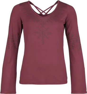 Produktbild von Black Premium by EMP Damen dunkelrotes Langarmshirt mit Siebdruck L