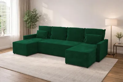 Zdjęcie produktu dla Duży narożnik KUBO U z funkcją spania i pojemnikiem na pościel sofa do salonu