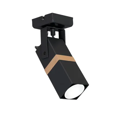 Productafbeelding van Wandlamp VIDAR, zwart, 1xGU10, gemaakt van metaal en hout