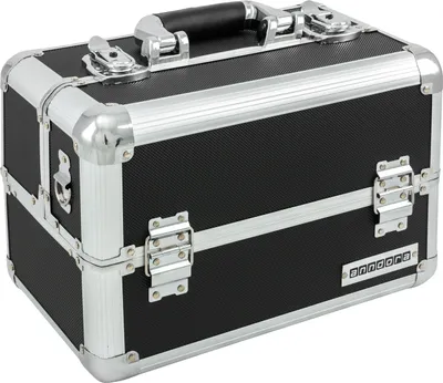 Produktbild von Werkzeugkoffer - beauty Case silver black - by anndora - best Organizer und Schmuckkästchen = Schatzkiste tragbar abschließbar - Schwarz