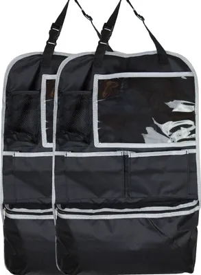 Produktbild von 2er Set Rückenlehnenschutz mit Tabletfach, 64x41 cm, schwarz