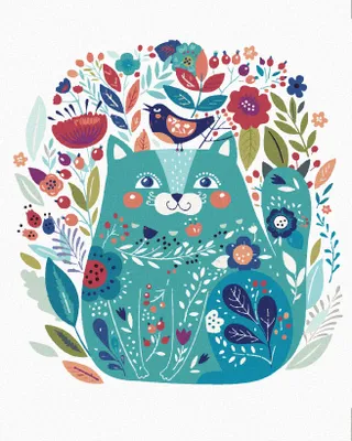 Image de Zuty - Peinture par numéros - CHAT À FLEURS, 40 x 50 cm, sans cadre et sans toile tendue