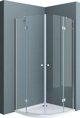 Produktbild von doporro Viertelkreisdusche Duschkabine 100x100x190cm Duschabtrennung inkl. flache-Duschwanne ESG-Sicherheitsglas Klarglas Easy-Clean-Beschichtung Ravenna02K