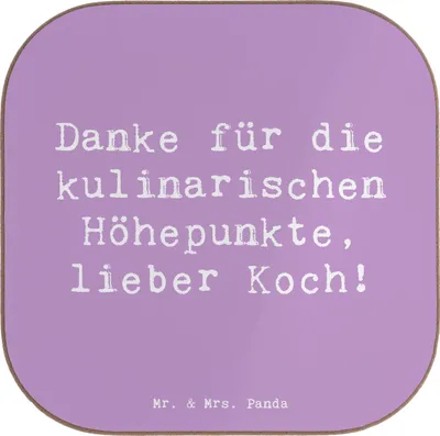 Produktbild von Mr. & Mrs. Panda Untersetzer für Gläser Spruch Koch Dankeschön - Lavendeltraum - Geschenk, bieruntersetzer, gläseruntersetzer, Dankbarkeit, Holzuntersetzer, Wertschätzung