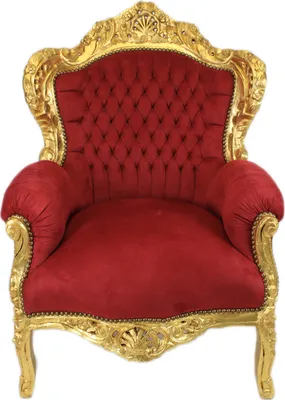 Produktbild von Barocksessel Barock Sessel Barockstuhl Armlehne Bordeaux Rot Gold Stoff Esszimmer Wohnzimmer Büro Flur Schminkstuhl Klassisch Barock Stuhl Premium