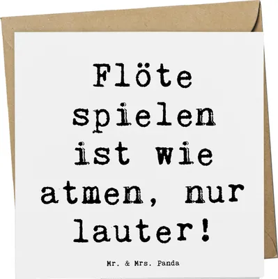 Produktbild von Mr. & Mrs. Panda Grußkarte Spruch Flöte Atem - Weiß - Geschenk, Windinstrument, anlasskarte, Instrument, Musiker, faltkarte, Melodie, Flötist, doppelkarte, Musik, Atmen