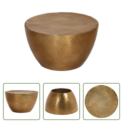 Obrázek produktu pro The Living Store Konferenční stolek Aluminium Hammered Ø 50x30 cm Brass