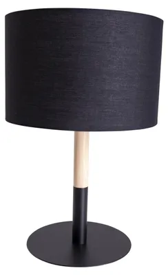 Image de Lampe de table salon bois lampe de chevet chambre tissu noir 3184322