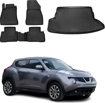 Immagine prodotto di Set di tappetini e fodere per il bagagliaio per Nissan Juke 2010-2014 in gomma TPE nero 5x
