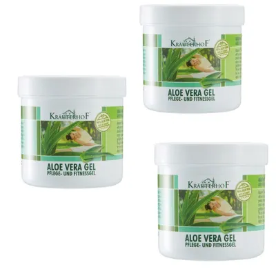 Produktbild von 3x 250 ml Kräuterhof Aloe Vera Gel Gesichtscreme Pfegecreme Körpercreme