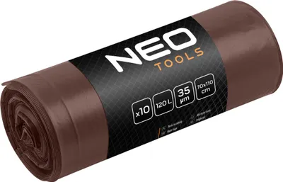 Immagine prodotto di NEO TOOLS fodere per bidoni | fodere per bidoni extra robuste | rotoli marroni | capacità 120 litri | fodere per bidoni robuste e resistenti agli strappi | spessore del film 35 mic
