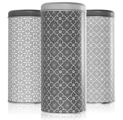 Produktbild von Ultiluxe Koffiepadhouder Aufbewahrung - 3 Vorratsdosen für 20 Pads - Metallbehälter - 18 x 8 x 8 cm - Grau