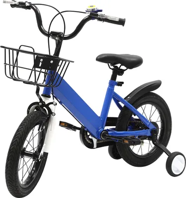Image de vélo enfant 14 pouces avec roues stabilisatrices bleu pour moins de 35kg filles garçons