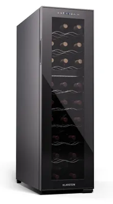 Obrázek produktu pro Klarstein volně stojící 2zónová vinotéka, malá vinotéka, malá vinotéka se skleněnými dvířky, vnitřní/vnější vinotéka, vinotéka, 24 lahví