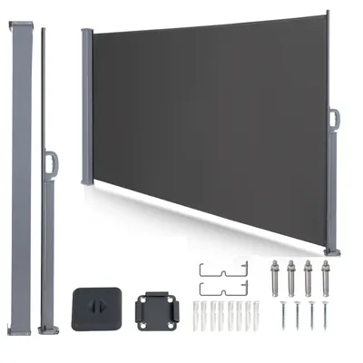 Produktbild von Seitenmarkise Ausziehbar Balkon Anthrazit Sonnenschutz Vollkassette Sichtschutz grau 140x300cm