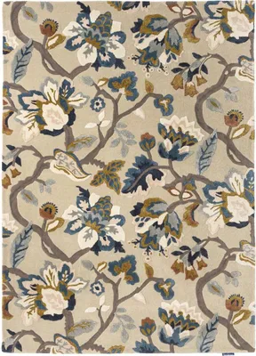 Produktbild von Handgefertigter Wohn- und Schlafzimmerteppich aus Wolle mit Blumenmuster AMANPIRI