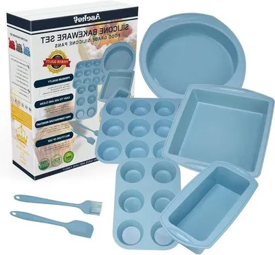 Produktbild von Silikon Backformen Set - Runde Kuchenform Brotform Muffinform Torteform - für Backen Pizza - Backblech