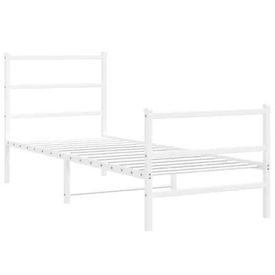 Zdjęcie produktu dla Metalowa rama łóżka z wezgłowiem i zanóżkiem, biała, 80x200 cm