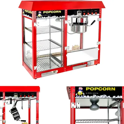 Obrázek produktu pro Expondo Royal Catering stroj na popcorn – 1820 W – 5 kg/h – vyhřívaný výdejní pult – červený –