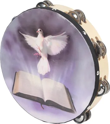 Image de Tambourin Double Rang Métallique Jingle Percussion à Main pour Eglise Fête25cm