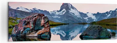 Produktbild von Bild auf Leinwand - Leinwandbild - Berge Felsen Wasser - 160x50cm - Wand Bild - Wanddeko - Leinwanddruck - Bilder - Kunstdruck - Wanddekoration - Leinwand bilder - Wandkunst - AB160x50-3892