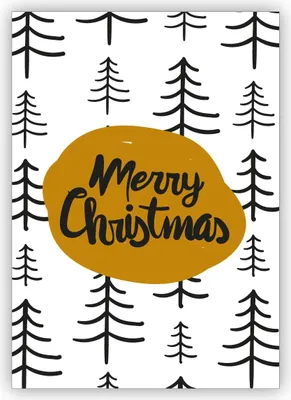 Produktbild von 4x Coole englische, moderne Retro Weihnachtskarte mit Weihnachts Wald: Merry Christmas