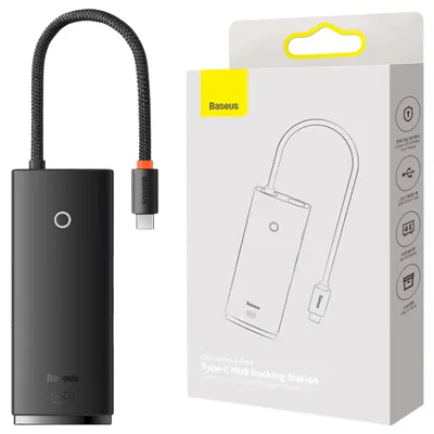 Produktbild von Baseus WKQX050001, USB Typ-C, HDMI, USB 3.2 Gen 1 (3.1 Gen 1) Type-A, USB Typ-C, MicroSD (TransFlash), SD, 5000 Mbit/s, 2160p, Schwarz