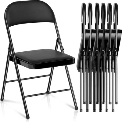 Produktbild von Klappstühle 6er Set, Metall Klappstuhl Gepolstert, bis 204kg belastbar, Ideal als Küchenstühle & Gartenstühle