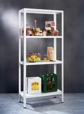 Produktbild von Stecksystem-Grundregal, 4 Böden, 1800x1000x500, weiß