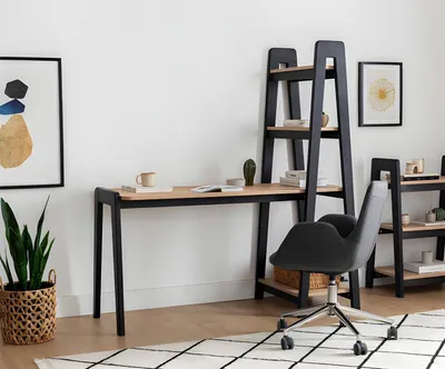 Zdjęcie produktu dla Czarno-brązowy kompaktowy stolik pod laptopa designerskie biurko luksusowe meble