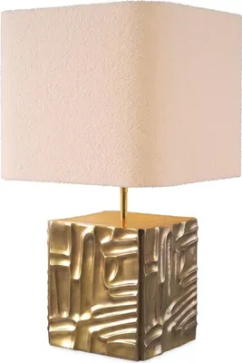 Produktbild von Casa Padrino Luxus Tischleuchte Vintage Messing / Creme 35 x 35 x H. 62 cm - Schreibtischleuchte mit quadratischem Samt Lampenschirm - Luxus Tischleuchten - Luxus Schreibtischleuchten