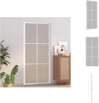 Zdjęcie produktu dla vidaXL Drzwi wewnętrzne 93x201,5 cm białe matowe szkło i aluminium - Drzwi wejściowe