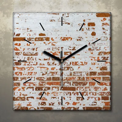 Produktbild von Wohnzimmer Leinwand Uhr Geräuschlos Küche 30x30 Ziegel, Motive, Wand, Textur, schwarze Zeiger
