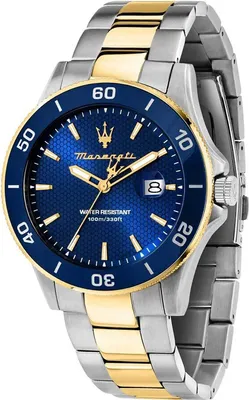 A close-up studio shot of a men's wristwatch.
