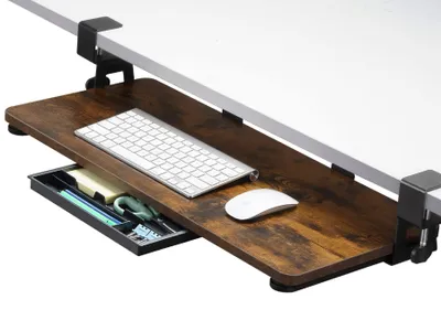 Tastaturablage 68x30 cm mit C-Klemme, unter Tisch montierbar