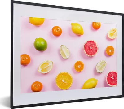 Produktbild von MuchoWow® Gerahmtes Poster Zitrone - Limette - Zitrusfrüchte 40x30 cm - Poster mit Schwarzem Bilderrahmen Wandposter Rahmen Foto Bilder - Bilderrahmen - Poster im Rahmen