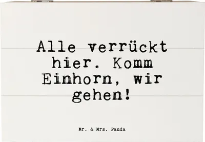 Produktbild von Mr. & Mrs. Panda Geschenkbox Alle verrückt hier. Komm... 22 x 15 cm - Weiß - Geschenk, Holzkiste mit Deckel, witzig, Glitzern, Freundin, truhe holz, Box, Sprüche, kiste