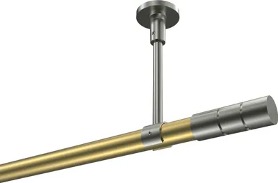 Produktbild von Interdeco Gardinenstange / Vorhangstange Messing-Optik / Edelstahl-Optik, Typ Sonette Elanto (Rillenzylinder) ohne Ringe, Deckenmontage, 20 mm Ø 1-läufig, 280 cm