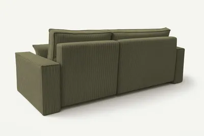 A green sofa shown from the back and side on a white background.