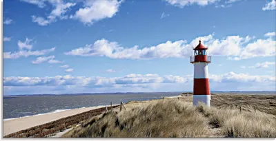 Produktbild von ARTland Glasbild Leuchtturm Sylt Größe: 100x50 cm
