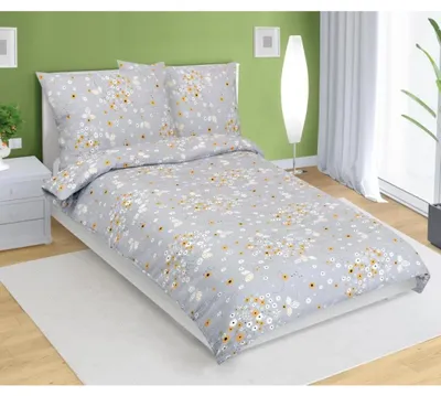 Image de Housse de couette en crêpe - 140x200 cm. Taie d'oreiller - 70x90 - Gris