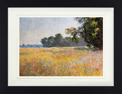 Produktbild von Claude Monet Gerahmtes Bild Mit Edlem Passepartout | Wand-Bilder | Im Bilderrahmen - Haferfeld Mit Mohnblumen, 1890 (30 x 40 cm)
