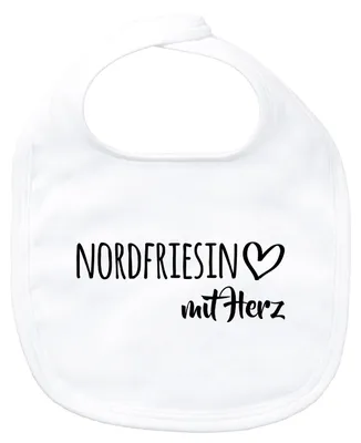 Produktbild von Huuraa Baby Lätzchen Nordfriesin mit Herz White Klettverschluss  Baumwolle Latz Geschenkidee