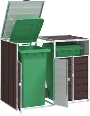 Produktbild von Mülltonnenbox für 2 Tonnen Abschließbar Müllbox Mülltonnenverkleidung Mülltonne Müllcontainer Braun 144x81x113 cm Stahl