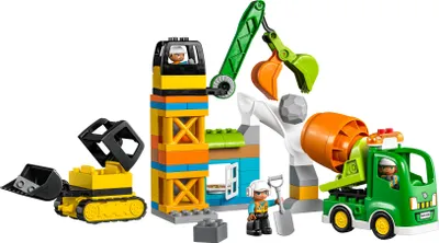 Produktbild von LEGO 10990 DUPLO Baustelle mit Baufahrzeugen, Kran, Bulldozer und Betonmischer-Spielzeug für 2-jährige Jungen und Mädchen mit großen Steinen