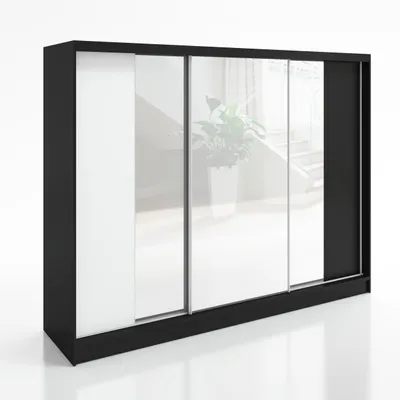 Produktbild von Schwebetürenschrank VENA 3-türiger Kleiderschrank mit 3 Spiegeln, 3  Kleiderstangen – Funktionalität und Eleganz!