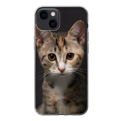 Produktbild von MuchoWow® Handyhülle Schutzhülle Hülle für iPhone 13 Katze - Schwarz - Porträt Silikon Softcase Handy Hülle - Karteninhaber