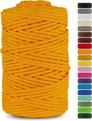 Image de Cordelette en coton pour macramé, couleur jaune foncé, diamètre de 5 mm, longueur de 100 mètres, idéale pour la décoration créative