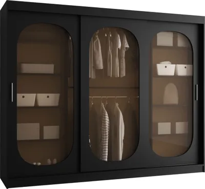 Produktbild von MIRJAN24 Kleiderschrank Bahrajn 250, Schwebetürenschrank, Garderobe (Farbe: Schwarz, Größe: 250 cm)